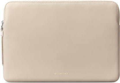 Comfyable Leather Laptop Sleeve Compatible with 16 Inch MacBook Pro M5 Pro/Max & 15 Inch MacBook Air M5 2026 (Loose Fit), Dark Beige