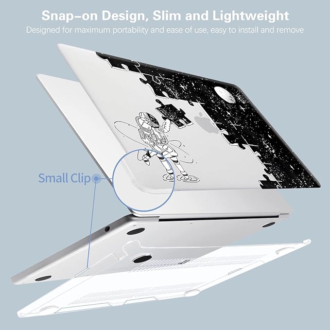KEROM Compatible for MacBook Pro 13 Inch Case 2025 2024 2023 2022-2016 M2 M1 A2338 A2289 A2251 A2159 A1989 A1706 A1708, Cute Aesthetic Protective Plastic Hard Shell & Keyboard Cover, Space Puzzle