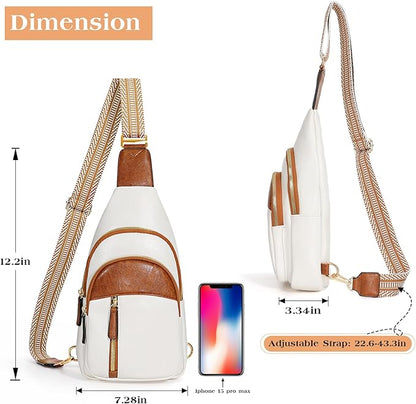 SUOSDEY Sling Bags for Women - Crossbody Leather Sling Backpack Chest Shoulder Bags for Casual Traveling Hiking Cycling