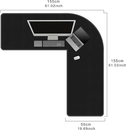 Mydours 61"x61"x20" Super Large Desk Mat, Full Mouse Pad for L-Shaped Standing Desk, Double-Sided Mat with PU Leather Surface, Extended Coverage for Large L Shaped Desk, Compatible with Home & Office