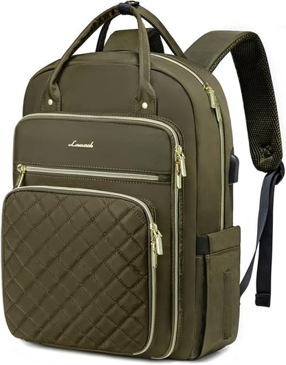 LOVEVOOK Laptop Backpack for Women, Water Resistant Travel Work Backpacks Purse Stylish College Bookbag Business Teacher Nurse Computer Bag with USB Charging Port, Fits 15.6" Laptop