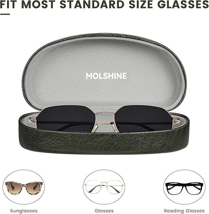 molshine Hard Shell Sunglasses Case,Classic Large Glasses Case for Sunglass, Eyeglasses with Cleaning Cloth, Pocket