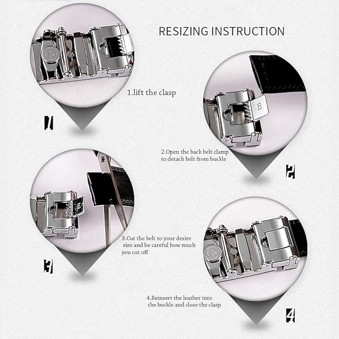 Dubulle Designer Ratchet Belt for Men Leather Fashion Adjustable Automatic Buckle Sliding Removable Dress Casual