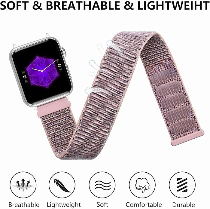 ANNEFIT Nylon Sport Loop Watch Bands, 2 Packs Quick Release Adjustable Strap 16mm 18mm 19mm 20mm 21mm 22mm 24mm