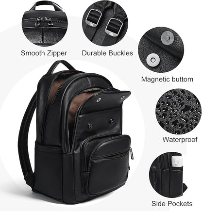 Leresas 37L Backpack Purse for Women Mens Work Travel Teacher Back Pack Laptop Business Vegan Leather Backpack Fashion College Computer Bag Black