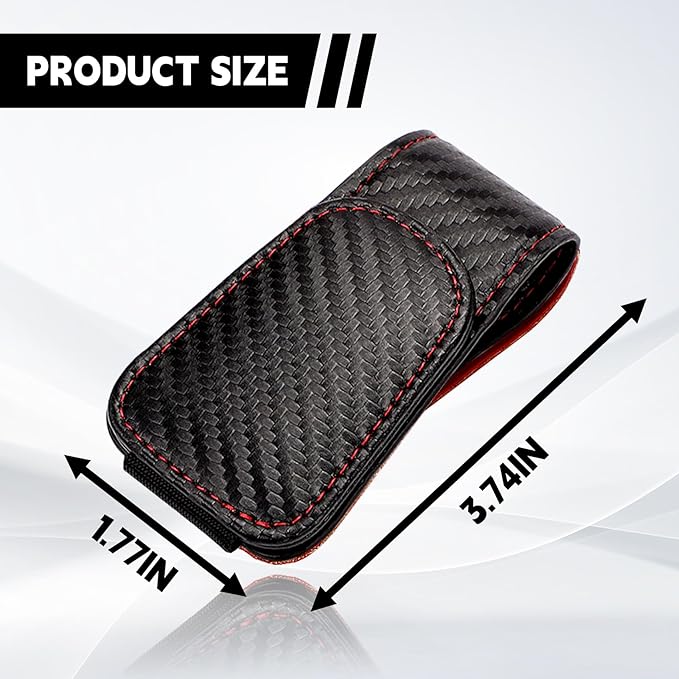 Magnetic Sunglasses Holder for Car Sun Visor, Leather Eyeglasses Clip, Secure Glasses Hanger with Ticket Card Slot