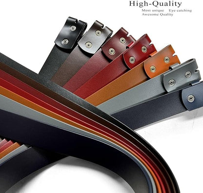 Men's Replacement Belt Strap 100% Genuine Leather Plain Casual Belt Strap with Snaps 1-1/2"(38mm) Wide
