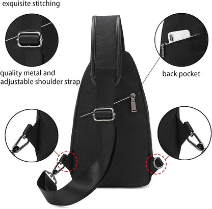 Small Sling Bag Crossbody Backpack Over the Shoulder Bag for Men Women Travel Outdoors, Lightweight Chest Pack (Large,Black)
