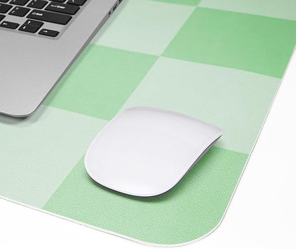 Non-Slip, Waterproof PU Leather Mouse Pad & Desk Blotter - Easy Clean Laptop Mat for Work/Home/Decor (31.5" x 12") (White Green, 31.5in*12in)