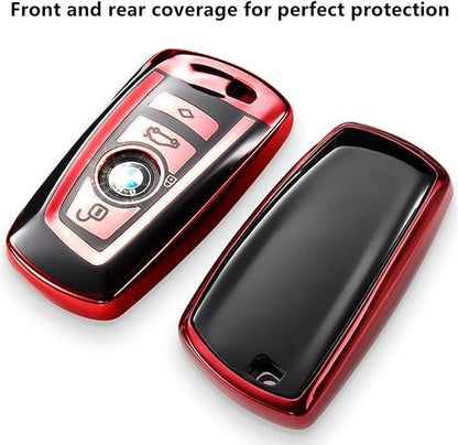 Creativity Suitable For BMW key fob cover. Advanced soft TPU key box is compatible with X1 X3 X4 X5 X6 1 2 4 5 6 7 M3 M5 M6 GT3 GT5 G30 F10 F15 F16 F20 key (Type A Red single Key Case)