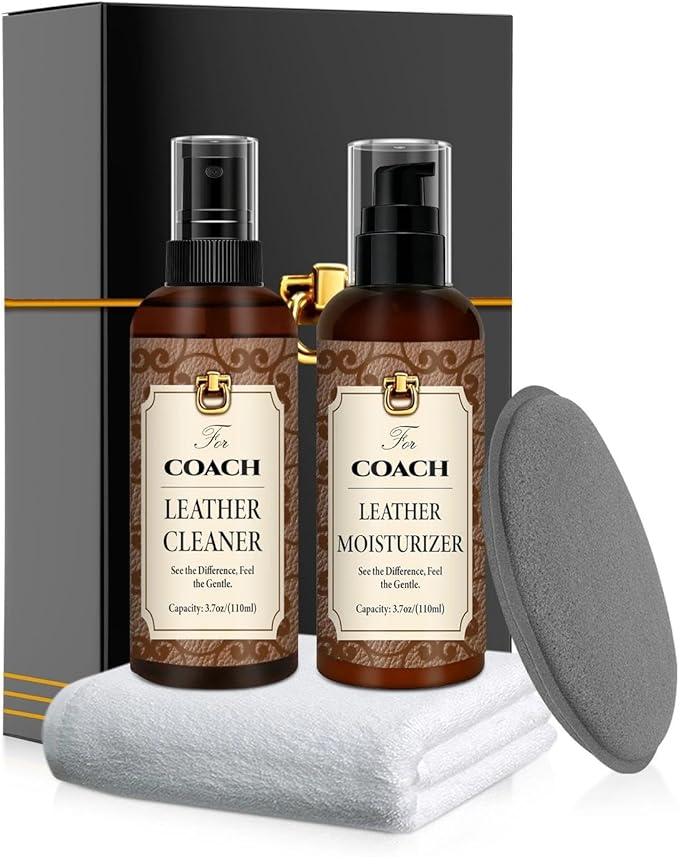 Leather Cleaner & Moisturizer Set for Coach, Cleaning and Maintenance Set for Coach, Powerful Stain Removal, Gentle Care, Suitable for Handbags/Wallets and Other Luxury Brands