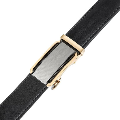 Founders & C Men's Ratchet Belt 1 3/8",Leather Dress Belt Adjustable with Click Sliding Buckle Trim to Exact Fit