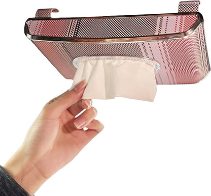 Car Tissue Holder, Faux Leather Visor Tissue Box Holder with Secure Clip, Hanging Tissue Dispenser for Sun Visor or Seat Back, Easy Access Organizer, Fits Most Cars SUVs Trucks (Hanging)