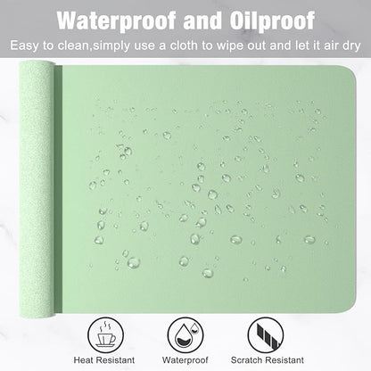 Hsurbtra Desk Pad, 48" x 17" PU Leather Desk Mat, XXXL Extended Mouse Pad, Waterproof Desktop Blotter Protector, Non-Slip Ultra Thin Large Laptop Keyboard Writing Mat for Office Home, Lake Green