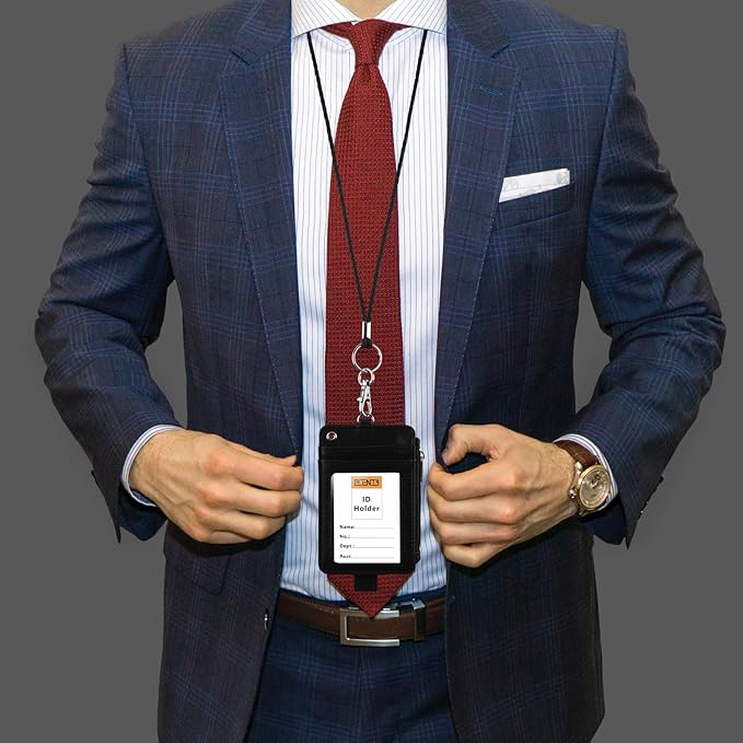 PLENTY Braided Leather Lanyard, 2PCS Handmade Strong Office Long Neck Strap with Clasp and Keychain for ID Badge and Keys