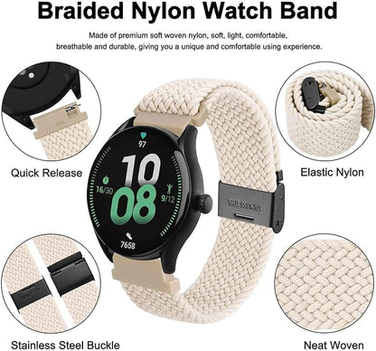 WOCCI 16mm Braided Nylon Watch Band for Men and Women, Quick Release, Black Stainless Steel Buckle (Starlight)