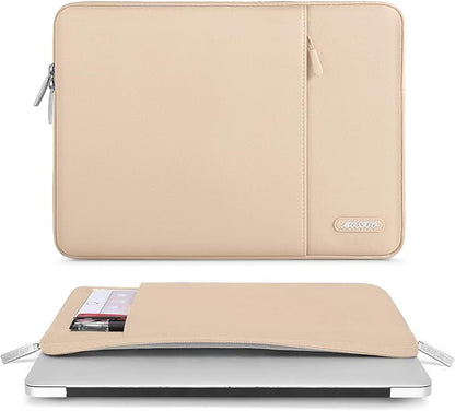 MOSISO Laptop Case 16 inch, 15-15.6 inch Laptop Sleeve Compatible with MacBook Pro 16 M5 M4 M3 M2 M1, HP Acer Dell Lenovo ASUS, Polyester Vertical Computer Sleeve Bag with Pocket, Apricot