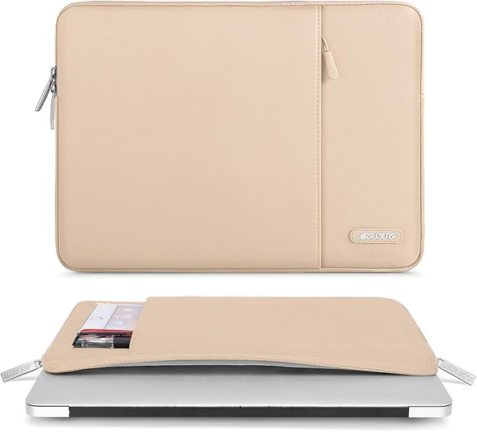 MOSISO Laptop Case 14 inch, 14 inch Laptop Sleeve Compatible with HP Lenovo Dell ASUS Acer, HP Stream, Dell Latitude, Lenovo IdeaPad, Polyester Vertical Computer Sleeve Bag with Pocket, Apricot