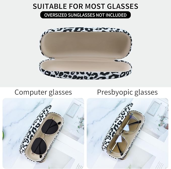 PERFECTSIGHT Hard Shell Eyeglasses Case, PU Leather Protective Glasses Case, Cute Eyeglass Case for Women Men Girls
