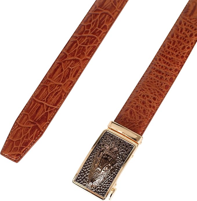 Aurolran Men&Womens Leather Dress Belt Business Automatic Buckle Belt Color-Black Silver Gold
