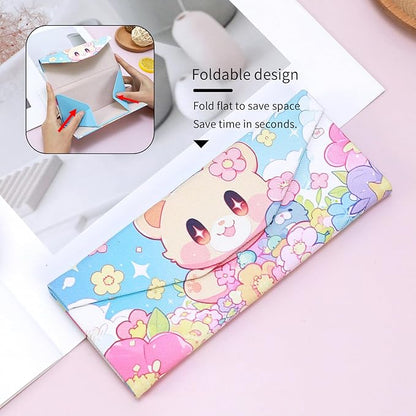 Foldable Glasses Case, Magnetic PU Leahter Sunglasses Case, Cute Hard Shell Folding Eyeglass Cases for Women Kids
