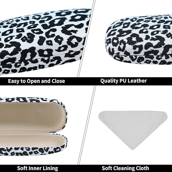 PERFECTSIGHT Hard Shell Eyeglasses Case, PU Leather Protective Glasses Case, Cute Eyeglass Case for Women Men Girls