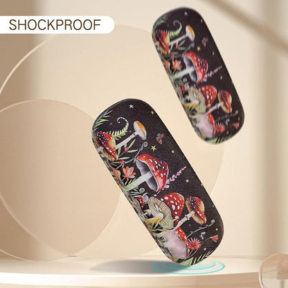 PERFECTSIGHT Hard Shell Eyeglasses Case, PU Leather Protective Glasses Case, Cute Eyeglass Case for Women Men Girls