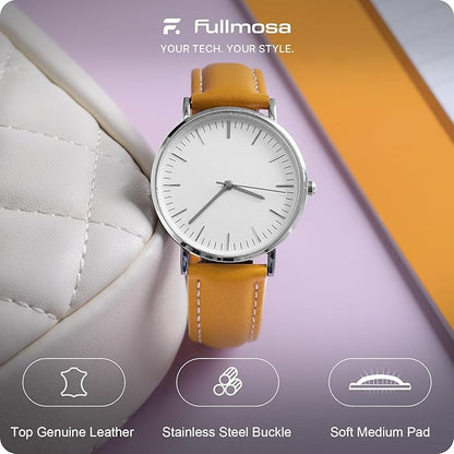 Fullmosa Watch Straps 20mm, Axus Series Leather Strap Replacement Watch Strap with Stainless Steel Metal Clasp for Men Women 14/16/18/20/22/24mm, Yellow 20mm