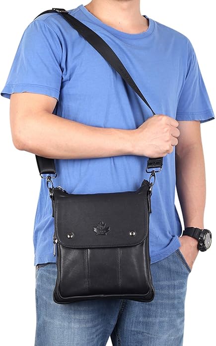Genuine Leather Messenger Bag, Sling Bag Crossbody Shoulder Bags for Travel Work Business