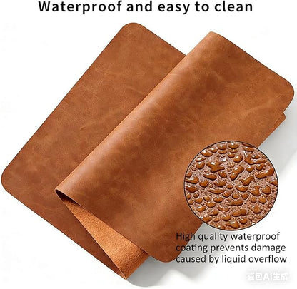 Distressed Leather Desk Mat - Non-Slip PU Leather Desk Pad Protector - Large Waterproof Mouse Pad Computer Keyboard Desk Mat Desk Accessories for Office & Home (Brown, 36"x 17")