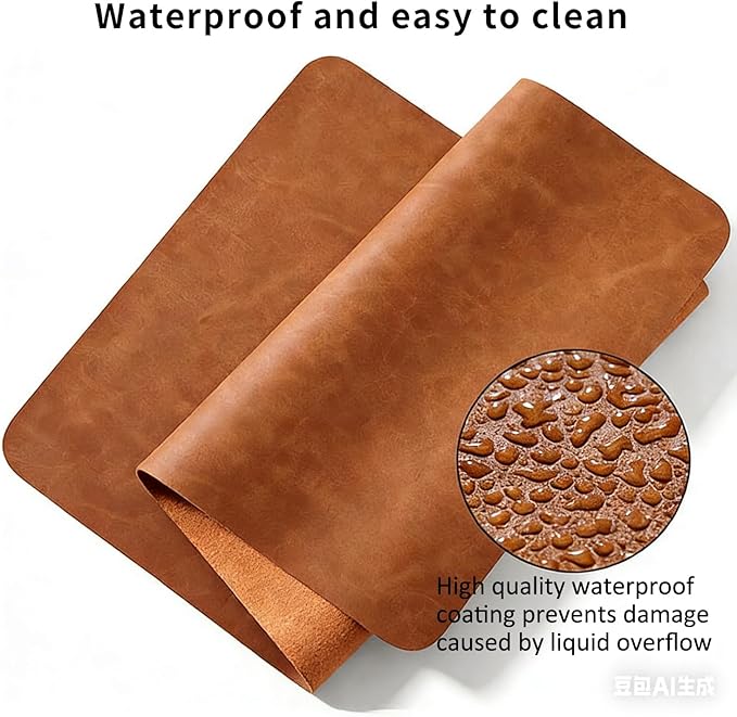 Distressed Leather Desk Mat - Non-Slip PU Leather Desk Pad Protector - Large Waterproof Mouse Pad Computer Keyboard Desk Mat Desk Accessories for Office & Home (Brown, 31.5"x 15.7")
