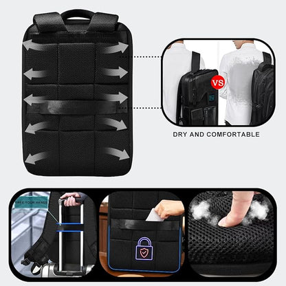 ZINZ Slim & Expandable Laptop Backpack 15.6 Inch, Computer Rucksack Water Resistant Bag, Anti-Theft Travel Daypack for Men and Women-Black