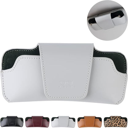 Car Sunglasses Holder for Car Visor Vegan Leather Auto Eyeglass Case with Clip Automotive Interior Visor Accessories