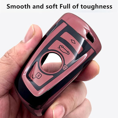 Creativity Suitable For BMW key fob cover. Advanced soft TPU key box is compatible with X1 X3 X4 X5 X6 1 2 4 5 6 7 M3 M5 M6 GT3 GT5 G30 F10 F15 F16 F20 key (Type A Pink single Key Case)