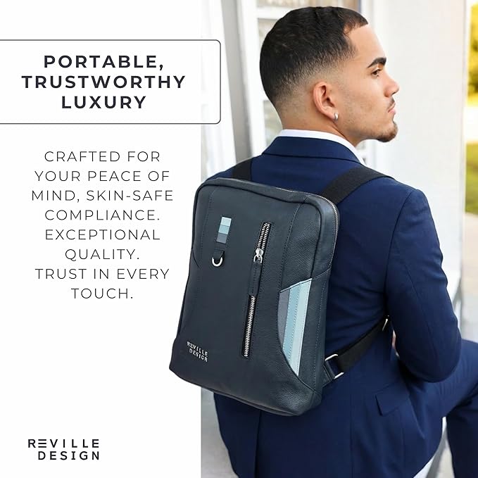 Full Grain Leather Backpack – Water-Resistant, Padded Laptop Compartment, Adjustable Straps, 16L Capacity, Slim Design, Leather Backpack for Men and Women - Anthracite Black