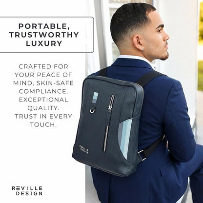 Full Grain Leather Backpack – Water-Resistant, Padded Laptop Compartment, Adjustable Straps, 16L Capacity, Slim Design, Leather Backpack for Men and Women - Anthracite Black