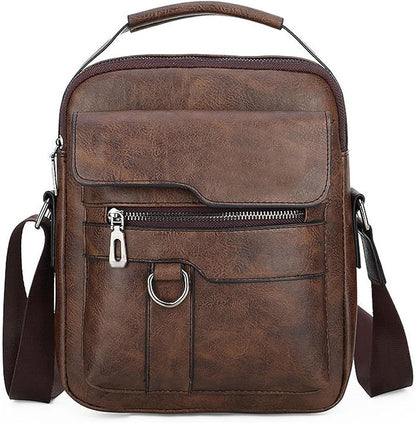 Small Crossbody Bag, Mens Shoulder Bag, Vintage leather Bag Office Business for Men, Handbag Purse Zipper