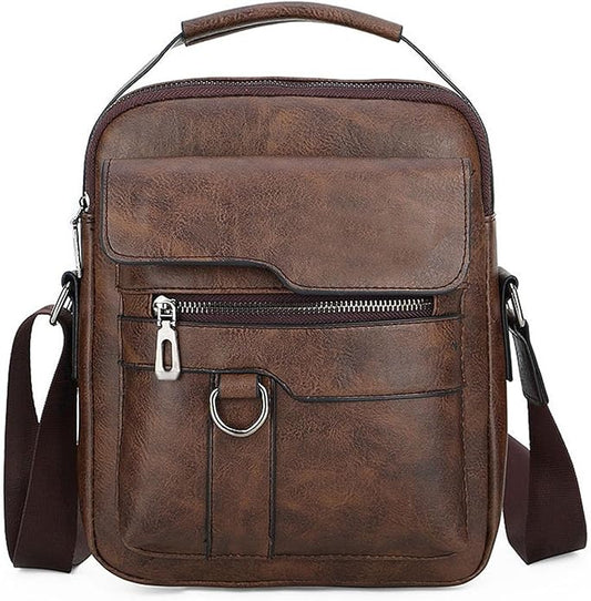Men's Leather Crossbody Bag, Casual leather Bag for Men, Crossbody Bag Office Business,Handbag Purse Zipper