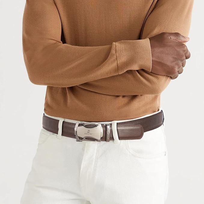 BOSTANTEN Mens Belt Leather Ratchet Belt For Men Dress and Casual with Adjustable Buckle, Trim to Fit
