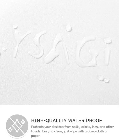 YSAGi Non-Slip Leather Desk Pad XL Size, Waterproof Laptop Computer Desk Keyboard Mat, Table Protector Blotter Mat, Large Mouse Pad for Office/Work/Home/Decor(White, 47.2" x 23.6")-No Band