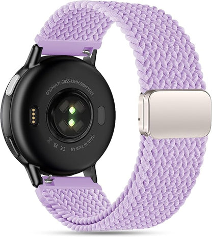 20mm Magnetic Braided Nylon Band Compatible With Garmin Vivoactive 6/Vivoactive 5/3/3 Music Watch Bands, Quick Release Stretchy Strap Replacement for Venu Sq 2/Forerunner 55/165/245/645