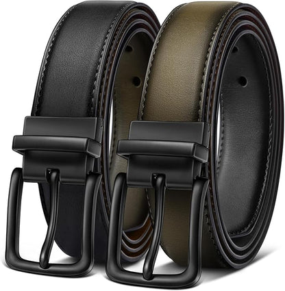 BULLIANT Men's Belt,Reversible Belt Adjustable For Gift Men 1.25”-Cut For Fit-2 Sides in 1 Belt(Not 2)