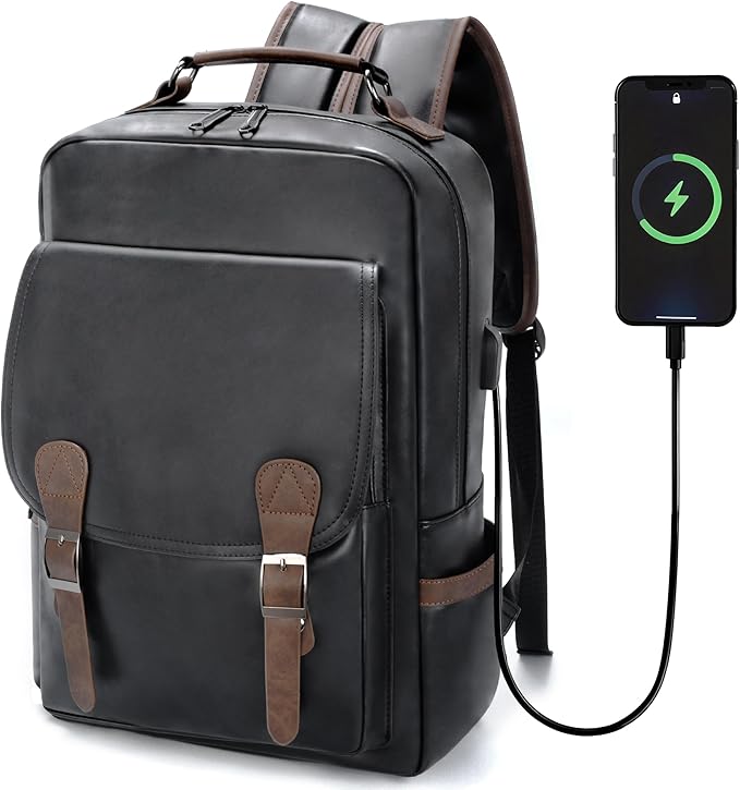 GOWIN Laptop Backpack for Men Work Travel Backpack with USB Charger Waterproof Business Backpack Fit 15.6 Computer Airline Approved Casual Backpack (Black)