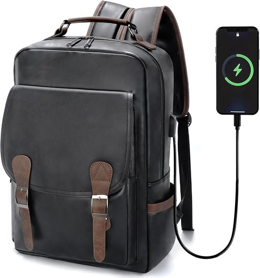 GOWIN Laptop Backpack for Men Work Travel Backpack with USB Charger Waterproof Business Backpack Fit 15.6 Computer Airline Approved Casual Backpack (Black)