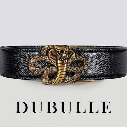 Dubulle Designer Ratchet Belt for Men Leather Fashion Adjustable Automatic Buckle Sliding Removable Dress Casual