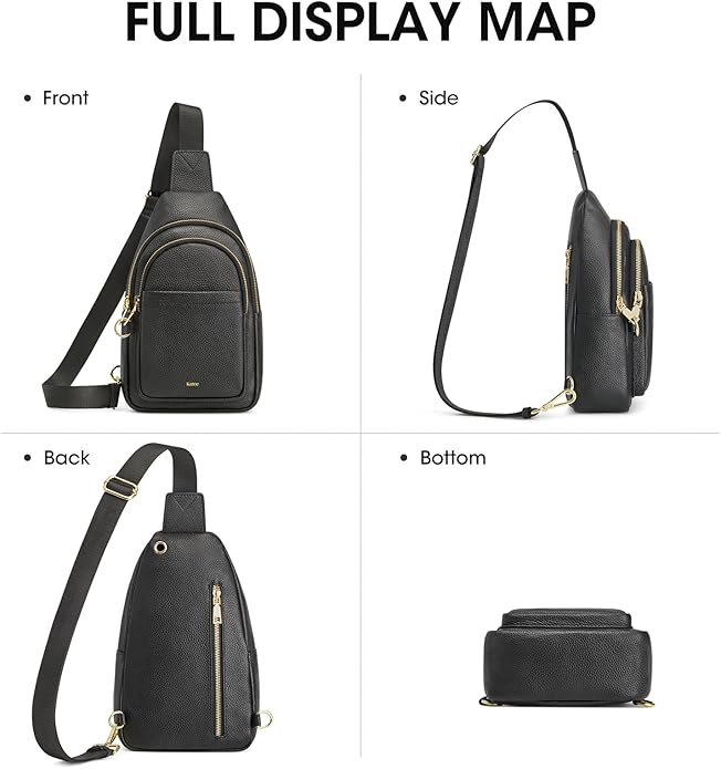 Kattee Sling Bag for Women, Leather Fanny Packs Crossbody Purse, Small Chest Bag for Travel with RFID Blocking