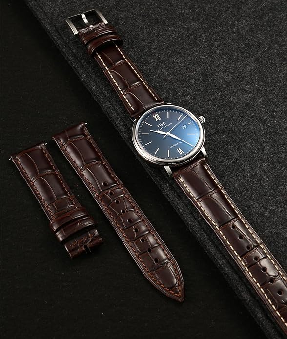 REZERO Leather Watch Bands for Men, Quick Release Watch Straps, Luxury Italian Alligator Grain Embossed Band Replacements 19mm 20mm 21mm 22mm