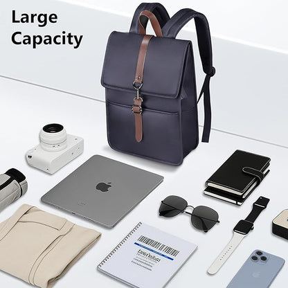 Laptop Backpack for Men Women, Slim Work Travel Backpack with USB Charging Port, Lightweight Computer College Backpack Bag, Vintage Commuter Casual Daypack Fits 15.6 Inch Laptop-Blue