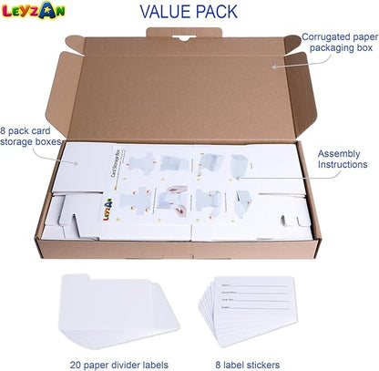 Trading Card Storage Box for toploader, 8-Pack•100 Count Cardboard Top Loaders Storage Box with Dividers & Labels for TCG/Magic/Mtg Organizer and Collection
