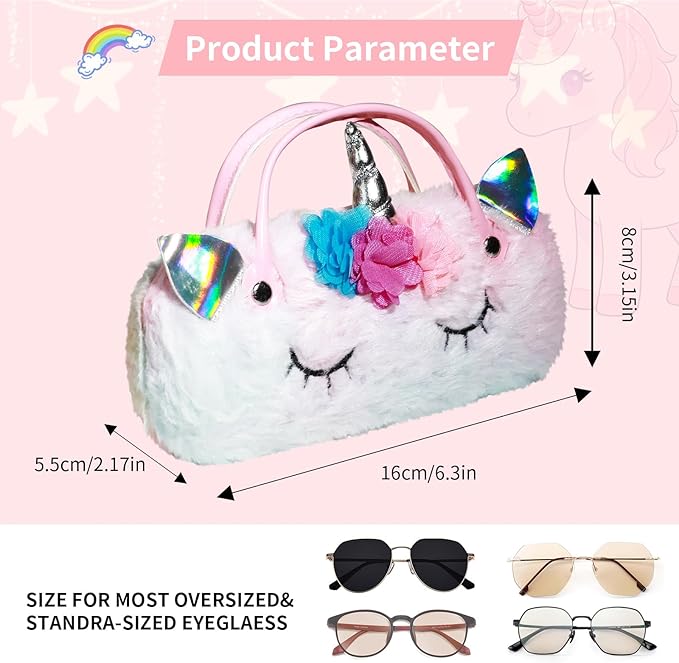 PERFECTSIGHT Hard Shell Eyeglasses Case, PU Leather Protective Glasses Case, Cute Eyeglass Case for Women Men Girls
